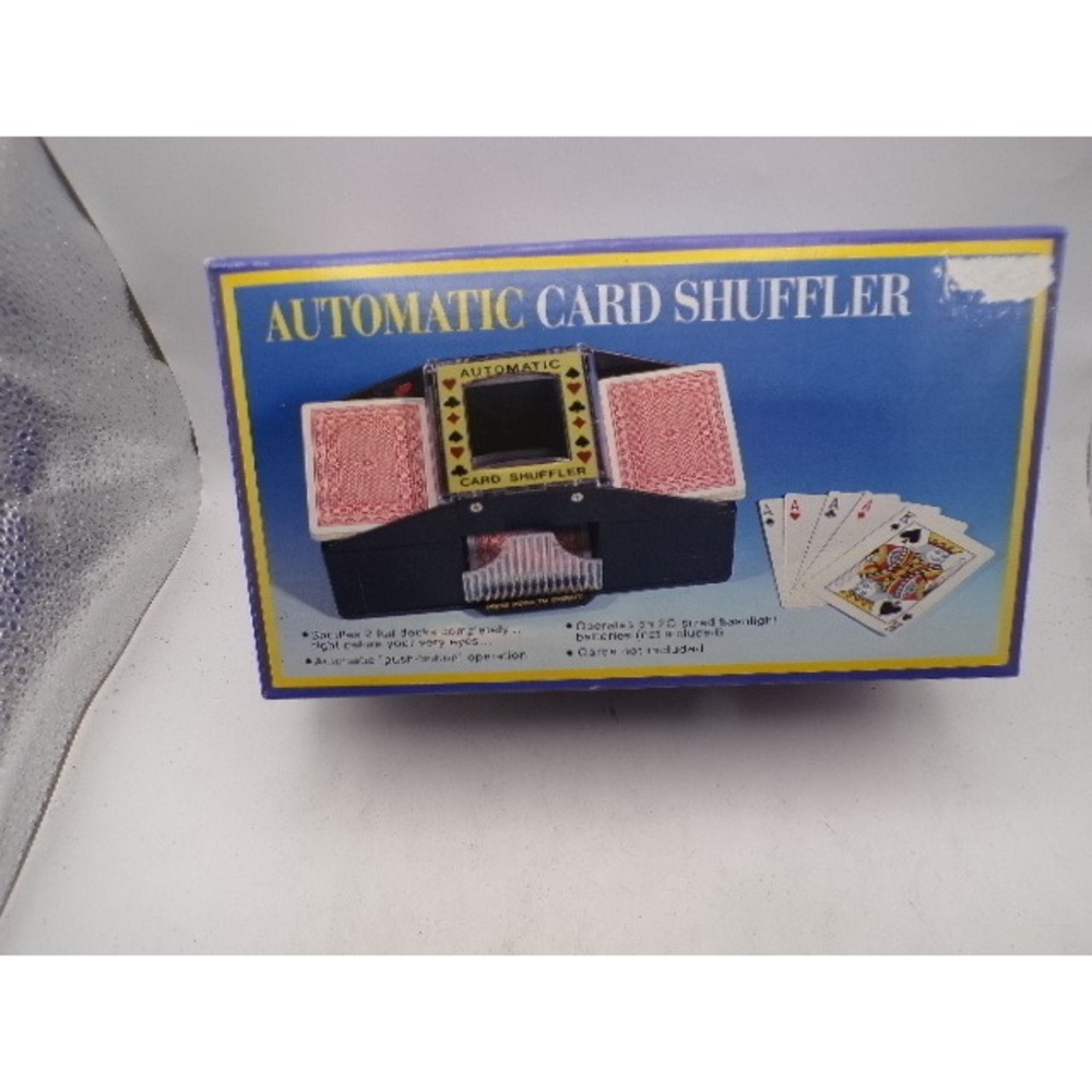 Vintage Automatic Card Shuffler Battery Operated 2 Deck Capacity Black Tabletop